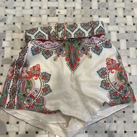 Zimmermann Paisley belted Shorts